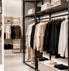Clothing rails in an organised retail store